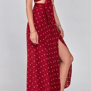 Flynn skye wrap top and skirt red poke-a-dots
